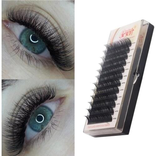 NEWCOME 12Rows Individual Eyelash Extension Faux Mink Korea Silk Eye Lashes for Professional Salon False Eyelash Extension