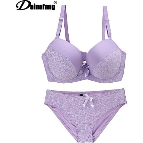 Sexy Lingerie Thong Braid Push Up Bra Set Lingerie Intimates Womens Clothing Intimates Floral Embroidery Black White Big Size D