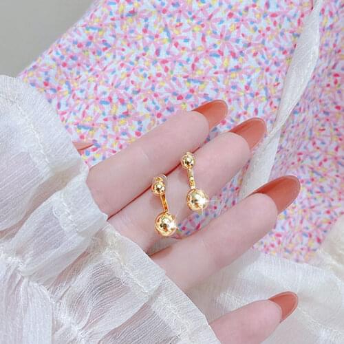 18k Real Gold Metal Earrings Minimalist Buckle Charm Earring Daily For Women Temperament Exquisite Pendant Jewelry Accessories