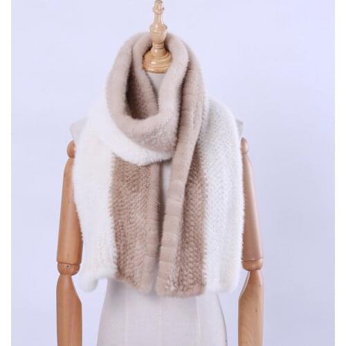 2020 New Womens Mens Unisex Genuine Real Mink Fur Hand Knitted Winter Fashion Long Luxury Fur Scarf Scarves Wraps Mufflers