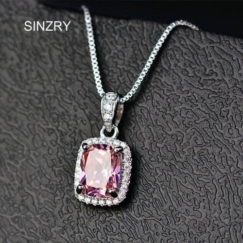 SINZRY 2018 hot pendant jewelry Cubic zirconia rectangle pendant chokers necklace costume jewelry for women