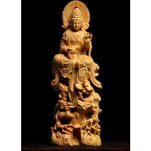 18cm Solid Wood Buddha Statue Goddess Western Budas Boedha Feng Shui Bouddha for Home Decor