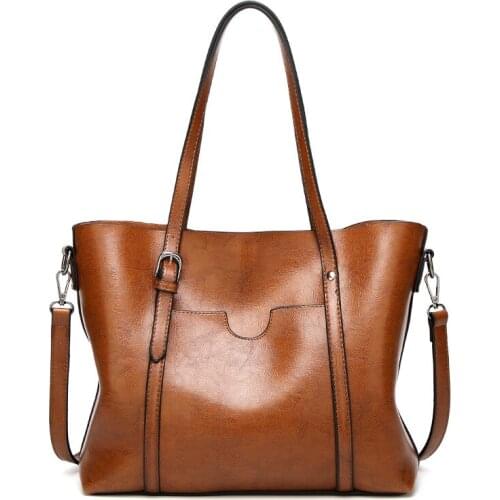Women bag Oil wax Womens Leather Handbags Luxury Lady Hand Bags With Purse Pocket Women messenger bag Big Tote Sac Bols A300