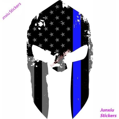 Reflective Car Stickers and Decals Tattered Spartan Helmet US Flag Bumper Window Trunk Cover Scratches Accessories KK15*9cm