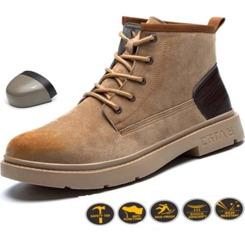 Waterproof Work Shoes Mens Boots Flat Non-slip Steel Toe Cap Safety Shoes Breathable and Warm Winter Boots Men Sneakers