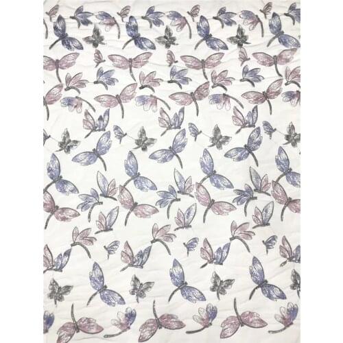 Butterfly design embroidered 12JRB-61404 with sequins Embroidered Tulle Fabric African French Lace Fabric High Quality