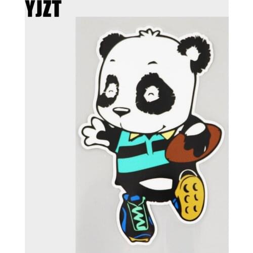YJZT 10.1CM×15.2CM Little Panda Playing Rugby Decal PVC Car Sticker 11C-0158