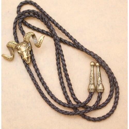 Western Big Horn Sheep Jewelry RAM Head Goat Skull Rodeo Bolo BolaTies Bowtie For Men Necktie Borboleta Gravata Corbata Leather