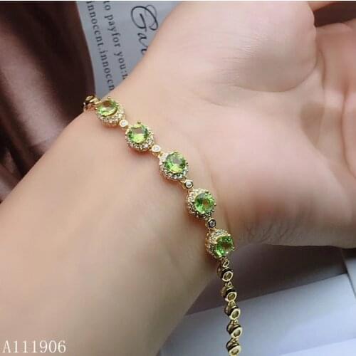KJJEAXCMY boutique jewelry 925 sterling silver inlaid natural peridot womens bracelet support test