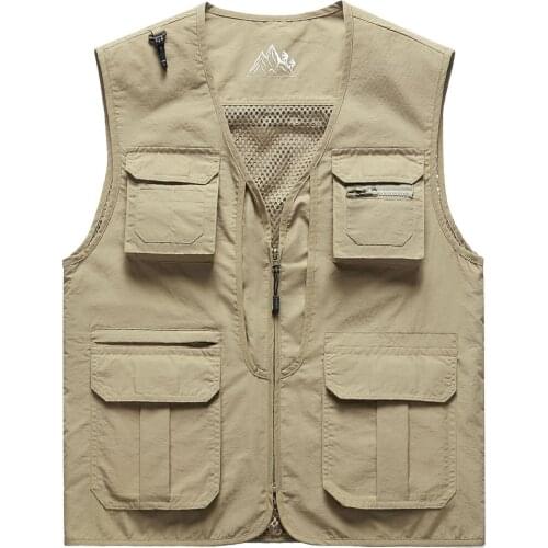 Multipockets Mens Vest Jacket Summer Spring Military Tactical Vests Breathable Fishing Waistcoat Biker Vest Coat Chalecos