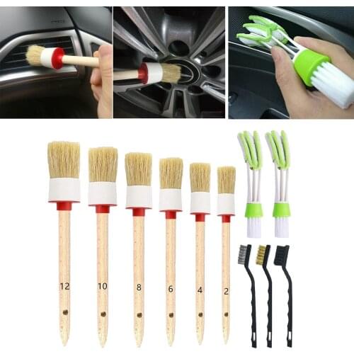 11Pcs Car Detailing Brush Auto Cleaning Brushes For Air Vents Tire Wheel Clean Car Cleaning Tools