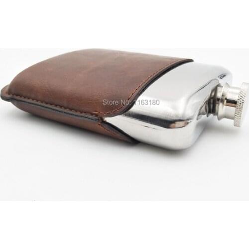 72 pcs/lot Personalized Customized Wine Bottle 6 OZ Stainless Steel Hip Flask Blank Hip Flask With Leather Pocket Promotion Gift