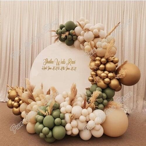 172pcs Avocado Green Birthday Party Backdrop Baby Shower DIY Cream Peach Wedding Celebration Dinner Golden Decor Balloon Garland