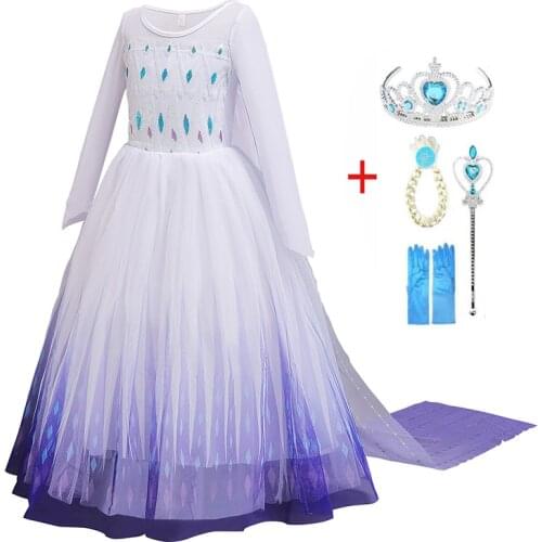 2021 Girls Elsa Dress Costume Cosplay Snowflake Christmas Clothes For Kids Snow Queen Carnival Birthday Fancy Party Dress Up