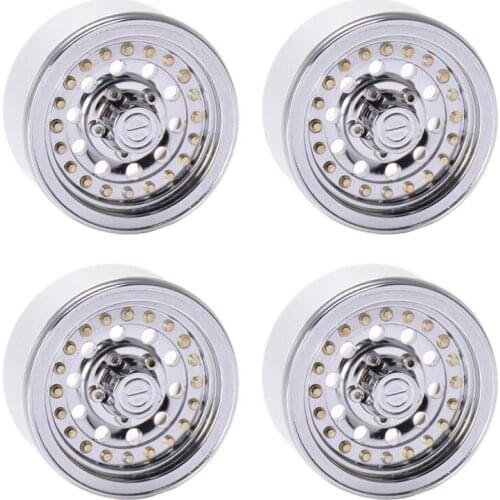 4Pcs Matte Silver 1.9 Beadlock Wheels Rims for 1/10 RC Crawler Axial SCX10 II 90046 TRX4 D90