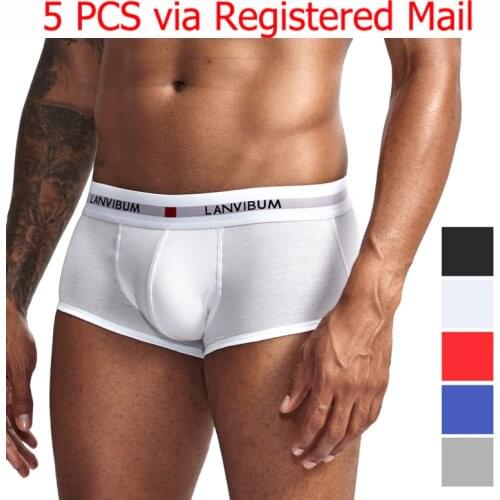 5 PCS High Quality men underwear Cotton Boxers Male shorts Soft Comfor underpants Slip solid Mens boxer Sexy homewear panties