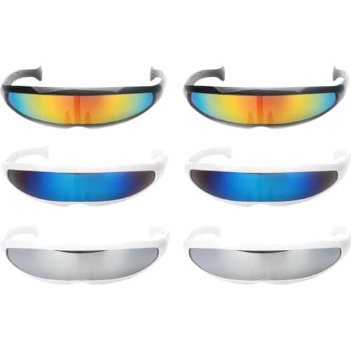6pcs Futuristic Visor With Narrow Lens Eyeglass Sunglasses White