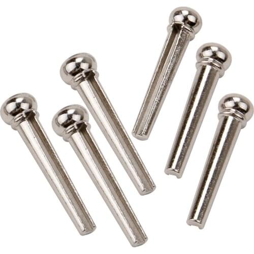 Acoustic Guitar Bridge String Nail Pins silver Pack of 6