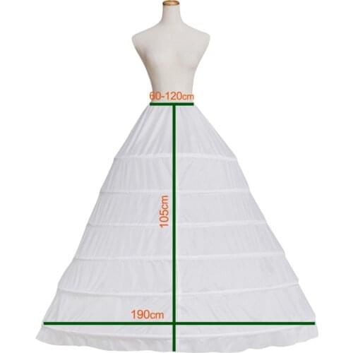 Ball Gown Crinoline Panniers Bride Wedding Dress White 6 Hoops 65-120cm/ 25.5''-47.2'' Big Large Size Petticoat Slip Undetskirt