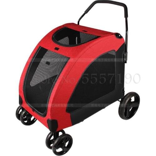 Large hand push pet cart high quality high end pet stroller folding four wheel trolley Teddy large dog stroller