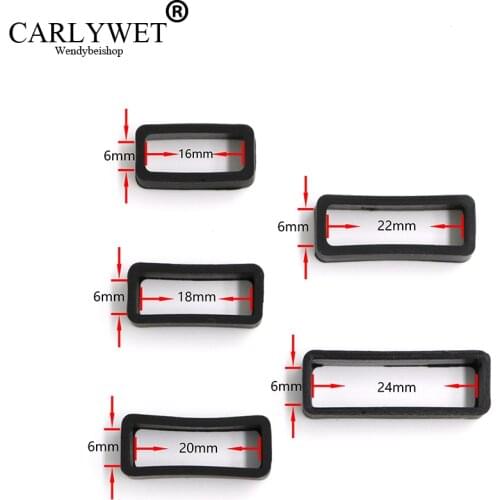 CARLYWET 1pc 16 18 20 22 24mm Silicone Rubber Loops Replacement Accessories Holder Locker For Wrist Watch Straps Bracelet Band