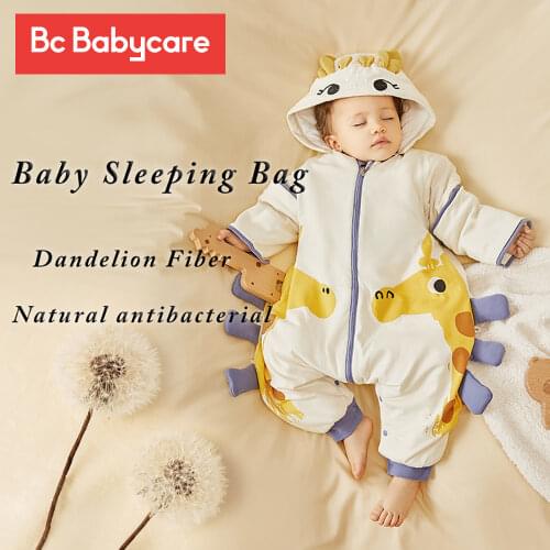 BC Babycare Spring Summer Cotton Sleeping Bags Cartoon Pattern Children Split Leg Swaddle Toddler Detachable Sleeve Baby Clothes
