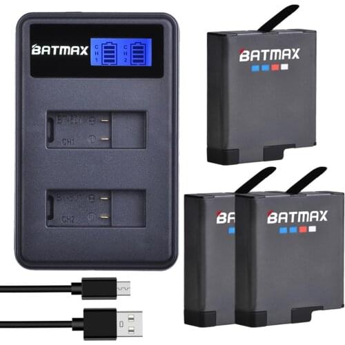 For Original GoPro Hero5 hero6 hero7 Battery Akku AHDBT 501 Fully Decode Gopro 8 + Rapid LCD USB Dual Battery Charger Set