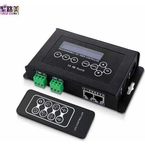 BC-100 DMX Controller DMX512 1990 Signal XLR-3 RJ45 Terminal Block With RF Remote Wireless Control For LED Strip Lights Lamp