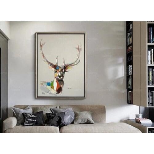 Hand Painted Oil Painting On Canvas Lovely Deer Oil Painting Abstract Modern Canvas Wall Art Living Room Decor Picture