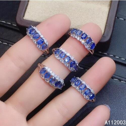 KJJEAXCMY fine jewelry 925 sterling silver inlaid natural sapphire new Female ring noble Support Detection