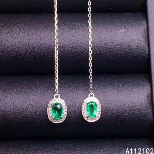 KJJEAXCMY fine jewelry 925 sterling silver inlaid natural emerald Girls' exquisite popular Chinese style earrings support test