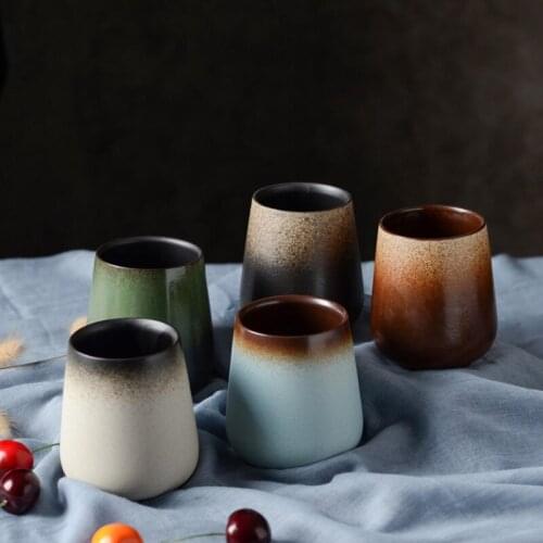 Japanese Style Simple Handmade Coffee Mug Ceramic Breakfast Milk Mug Teacup Retro Gradient Matte Office Water Cups Drinkware