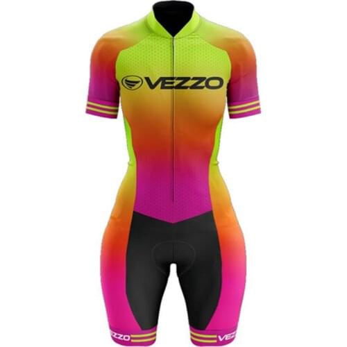 2020 vezzo jumpsuit summer short-sleeved womens outdoor cycling clothing Lycra fabric GEL cushion