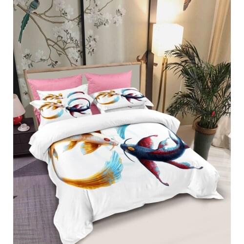Fish Bedding Set Single Twin Full Queen King Size Animal Tag Lion Wolf Bed Set Childrens Kid Bedroom Duvetcover Sets 025