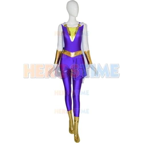 Darla Dudley Suit Shazam Family Cosplay Costume With Cape Superhero Costume for Halloween Zentai Bodysuit Hot Sale