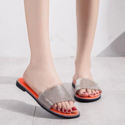 Summer leather female slippers home indoor sandals and slippers non-slip low heel flat bottom light home shoes floor slippers