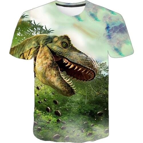 Mens 3D dinosaur printed T-shirt, Harajuku fashion funny T-shirt, boys' and girls' Cool T-shirt, leisure sports T-shirt, 2021