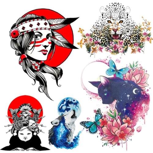 Japan Style Patch Japanese Anime Stickers Iron-on Transfers For Clothing DIY Cartoon Applique Stripes On Clothes Animal Patch