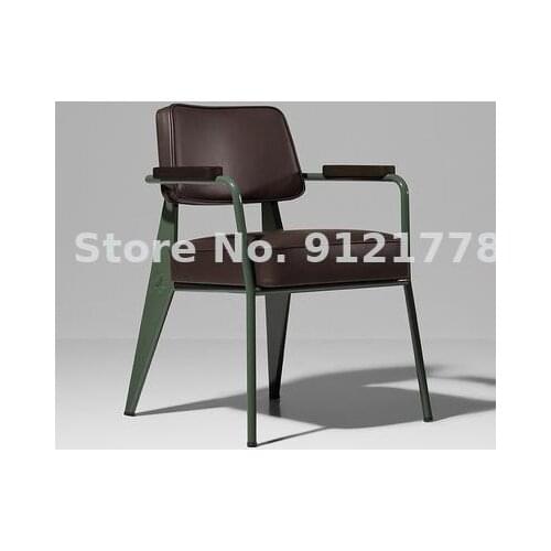 Nordic minimalist leather dining chair cafe negotiation chair armchair metal dining chair coffee chair wrought iron leather chai