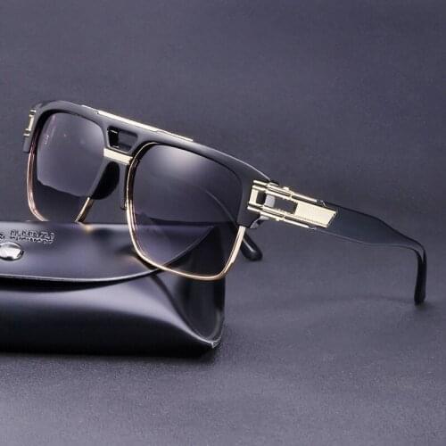 2021 NEW Big Square Sunglasses Men Luxury Metal Plastic Frame Classic Glass Retro Gradient Black Blue Oversized Lens Eyeglasses