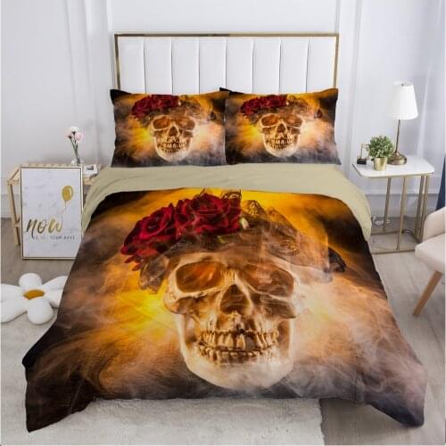 Skull Deadpool Duvet cover set 240x220 200x200 Bedding set Twin Queen King Double Bed linens Quilt cover Bedclothes fire