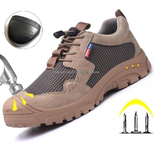 Working Shoes For Men Safety Shoes Steel Toe Cap Boots Anti-Smashing Shoes Mens Boots Breathable Sneakers Lightweight Boots New