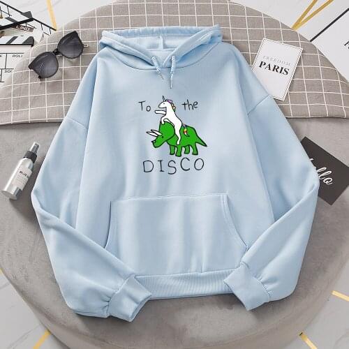 Hoodies Oversized Dinosaur Print Kangaroo Pocket Sweatshirts Hooded Harajuku Autumn Winter Korean Pullovers Women Sweatshirt