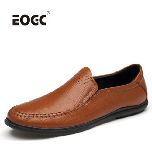 Natural Leather Flats Shoes Men Quality Soft Loafers Moccasins Outdoor Casual Shoes Comfort Slip-On Driving Men Shoes