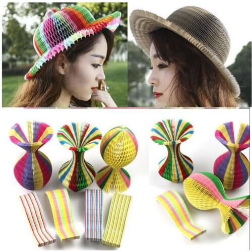 Thicker Fashion summer hats Magic Vase Paper Hats Handmade Folding Hat for Party Decorations Funny Paper Caps Travel Sun Hats