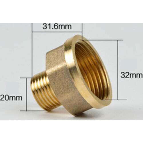 Bushing 1/2" BSP Male x 1" Female Coupling Brass Pipe Fitting Connector Joint Adapter Length 31.6mm