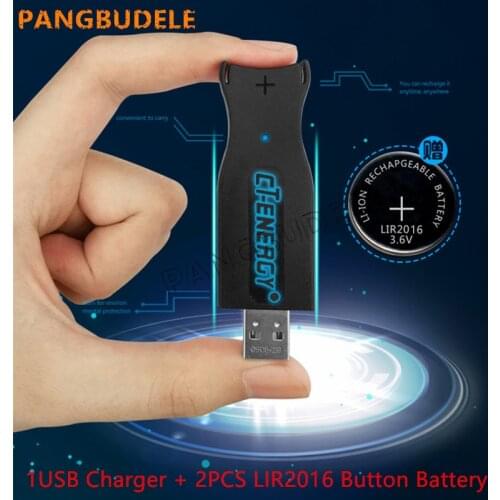 High-quality NEW USB interface charger 1PCS + 2PCS rechargeable coin cell LIR2016 Button Battery .universal LIR2025 LIR2032