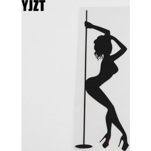 YJZT 6.4CMX17.1CM Stripper Sexy Naked Girl Strip Club Dance Vinyl Car Sticker Black/Silver 8A-0411
