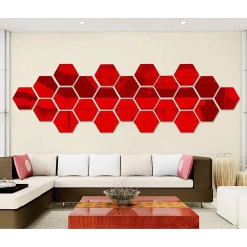 12PCS 3D Mirror Wall Sticker Decoration Tile Wall Stickers Bedroom Home Decoration Household Products