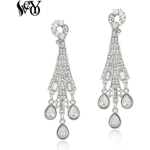 VEYO Full of Rhinestone Drop Earrings Crystal Earrings For Women Paris tower shape High Quality Fashion Jewelry